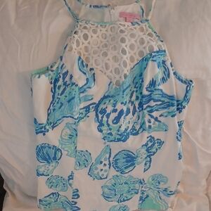Lilly Pulitzer Tank/blouse. Sleeveless  Blue and Green Patterned Top